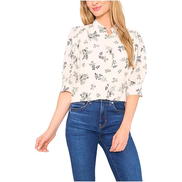 CeCe Women's Puff Sleeve Tee with Tie, Rich Black at Amazon