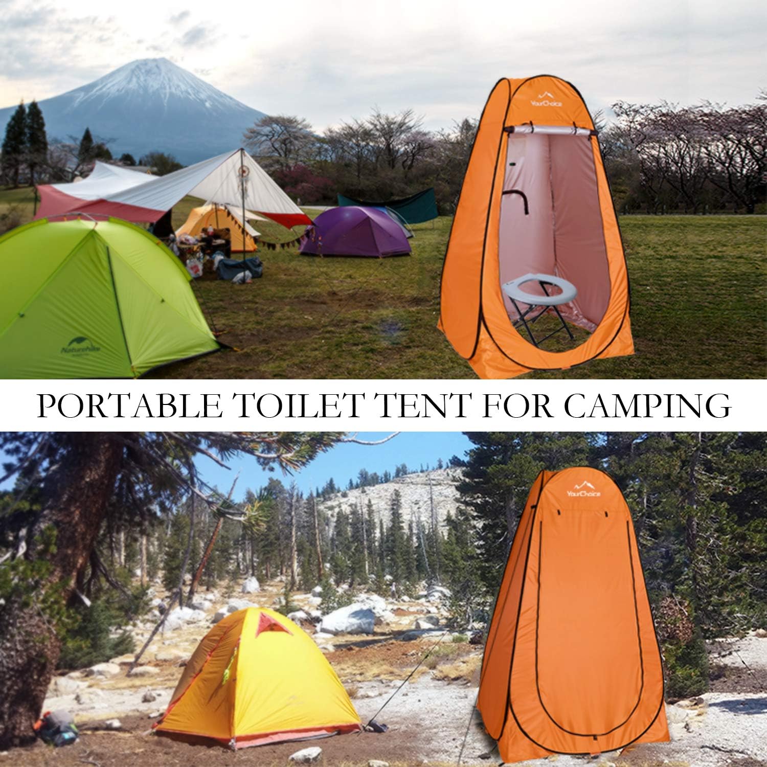 Your Choice Pop Up Camping Shower Tent, Portable Changing Room Camp Shower Toilet Privacy shelter Tents for Outdoor and Indoor, 6.2FT Tall - Color Orange: Sports & Outdoors