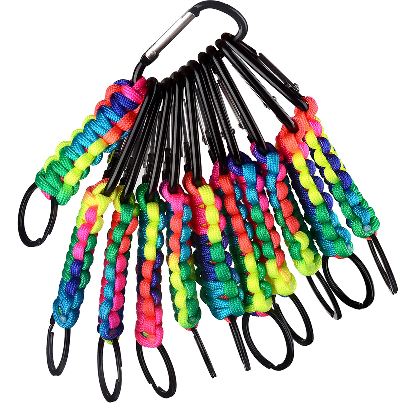 Paracode Keychain with Carabiner Clips for Keys Backpack, Men, Women Camping, Hiking 10PCS