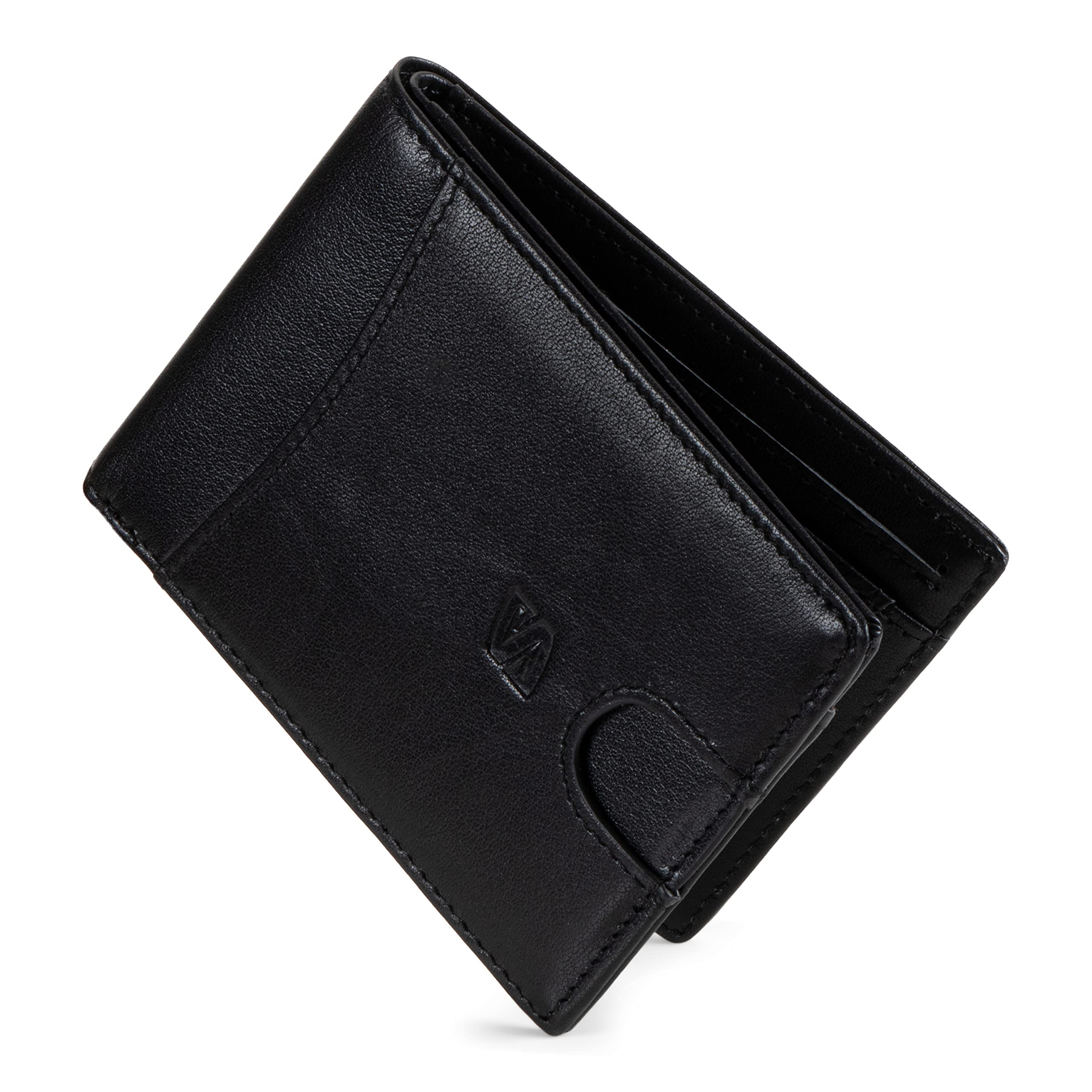SERASAR | Premium Genuine Leather Card Wallet for Men in Black | 11 Card Slots | RFID Protection | Inclusive Gift Box | Great Gift Idea
