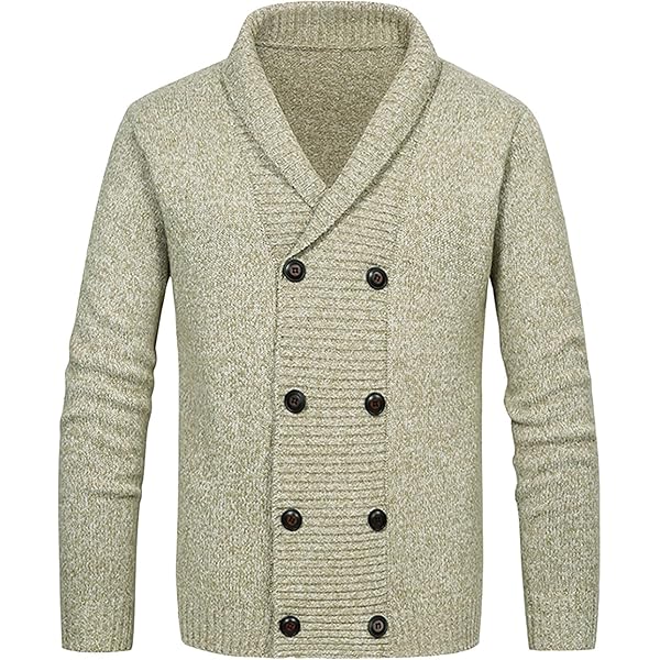 Weinexra Mens Double Breasted Cardigan Sweaters Shawl Collar Cable