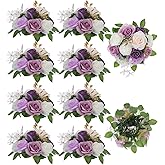 BLOSMON Artificial Flowers Ball Wedding Centerpieces 10 Pcs Lilac Rose Artificial Flower Center Pieces Decoration for Table Silk Kissing Ball Faux Floral Bouquet Arrangements for Home Party DIY Decor