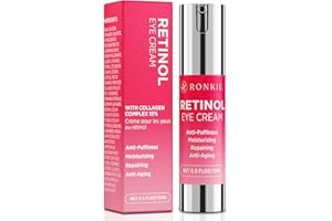 RONKIE Retinol Eye Cream for Dark Circles: Anti-Wrinkle Eye Cream with Hyaluronic Acid - Reduce Under Eye Bags