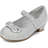 K KomForme Girls Dress Shoes Princess Bow Flats with Rhinestone for Wedding Party, Toddler/Little Kid/Big Kid