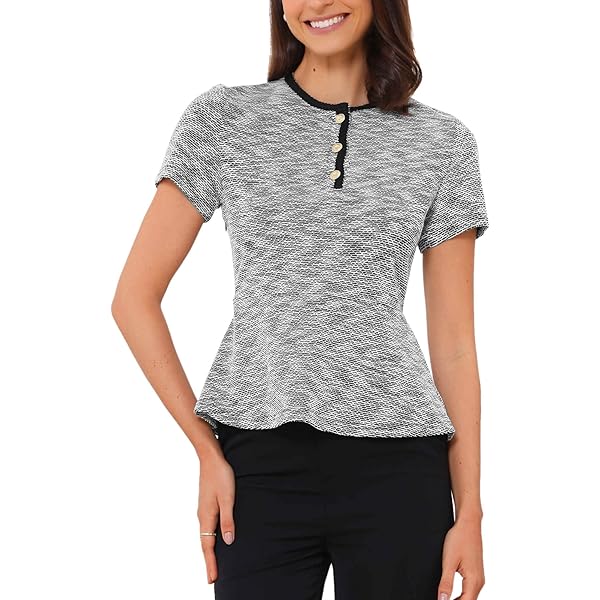 Amazon.com: Allegra K Tweed Top for Women's 2024 Trendy Pearl Trim
