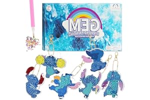MATHARAGO Diamond Art Lot de 6 porte-clés avec peinture diamant à faire soi-même pour enfants de 6 à 12 ans, cadeaux pour ann