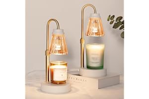 ULG 2-Pack Candle Warmer Lamp with Dimmer, Lamp Candle Heater with 4 Bulbs for 3 Wick Candles, Height Adjustable Melter Light for Scented Wax, for Her/Mom, Amber