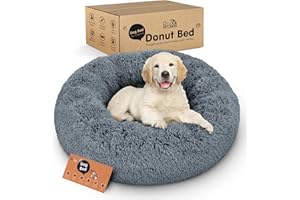 Petloox Donut Dog Bed - Premium Comfort for Anxiety Relief - Fluffy & Calming Design with Ultra-Plush Support | Cozy Round Dog Bed with Super Soft Circle Style (Size S Dark Grey)