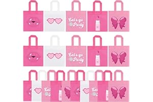 FHzytg 20Pcs Pink Girl Party Favor Bags, Hot Pink Princess Party Candy Bags Gift Bags Pink Theme Party Treat Goodie Bags for Pink Princess Birthday Baby Shower Bachelorette Party Decoration
