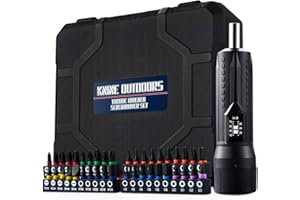 KNINE OUTDOORS Torque Screwdriver Wrench Driver Set 10-70 Inch Pounds lbs for Maintenance with T-bar Handle, 40 Hex Bits, 1/4" Socket, Shaft Extension, For Tools, Bike Repairing and Mounting, Black