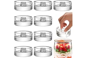 Mezchi 9 Pack Fermentation Weights, Glass, Transparent, Compact, Snap Closure, Ideal for Pickles & Sauerkraut, Set of 9, 2.7"