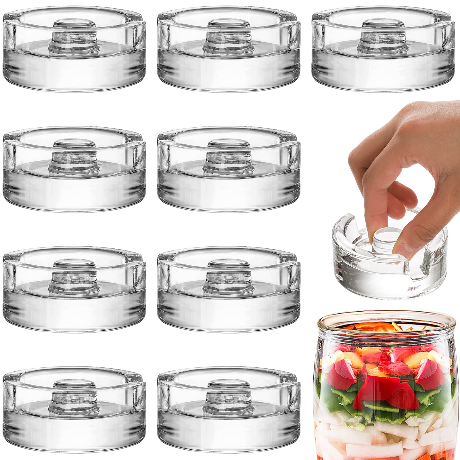 Photo 1 of Mezchi 9 Pack Fermentation Weight with Easy Grip Handle, Glass Fermentation Kit, Fermentation Lids for Wide Mouth Mason Jars, Pickle
