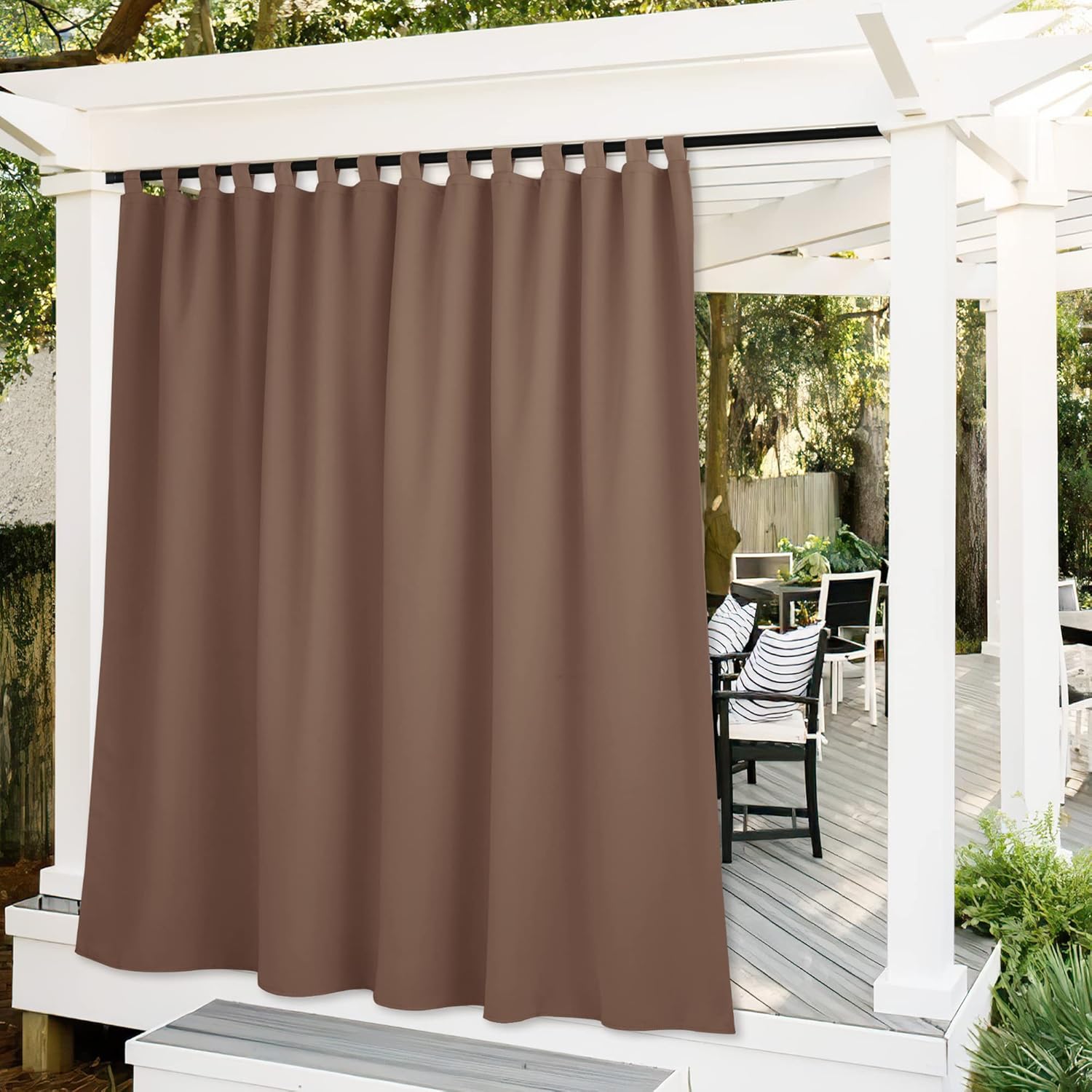 Outdoor Curtains - RYB HOME Outdoor Curtains Extra Long - Blackout Privacy Waterproof Outside Curtains Block Sun Exposure for Patio Pergola Corridor Gazebo, Width 100 x Length 120 inch, Mocha