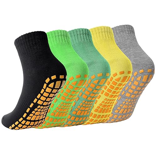 5 Pairs Yoga Grip Socks - Women Pilates Socks Non Slip Grippy Ankle Socks for Ballet Danca Hospital Workouts Fitness