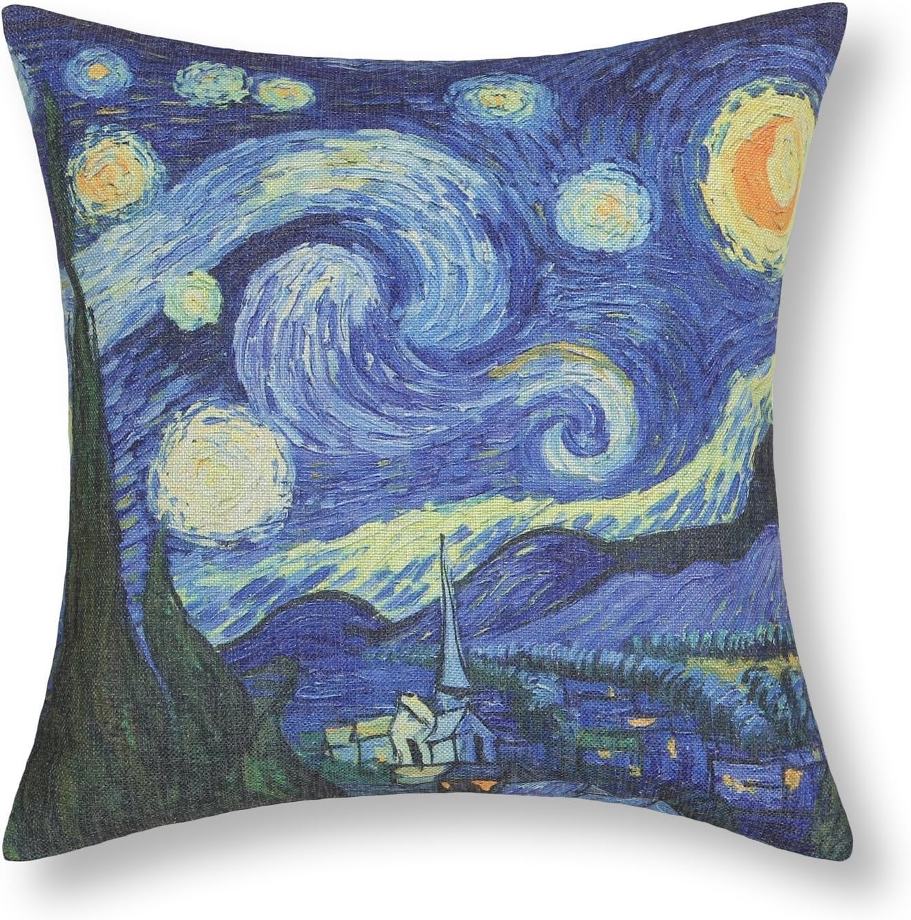 Elviros Pintura al óleo Lino y Algodón Blend Decorativo Funda de Cojínes 45x45 cm [18x18 Pulgadas] Noche Estrellada de Van Gogh: Amazon.es: Hogar