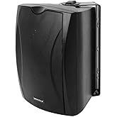 Rockville WET-6B 6.5" Commercial 70V/100V or 8 Ohm Wall Speaker, IP55 Rated, Waterproof ABS Cabinet, Swivel Bracket, Black, for Indoor/Outdoor Installations