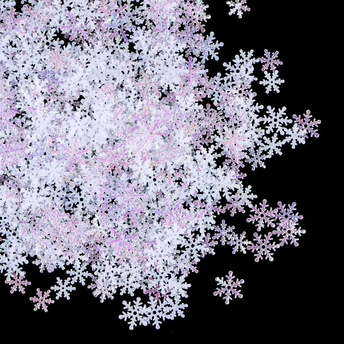 1400pcs Christmas Snowflake Confetti Decorations - Winter Wonderland/Holiday/Xmas Party Decor Supplies Glitter White Snowflakes