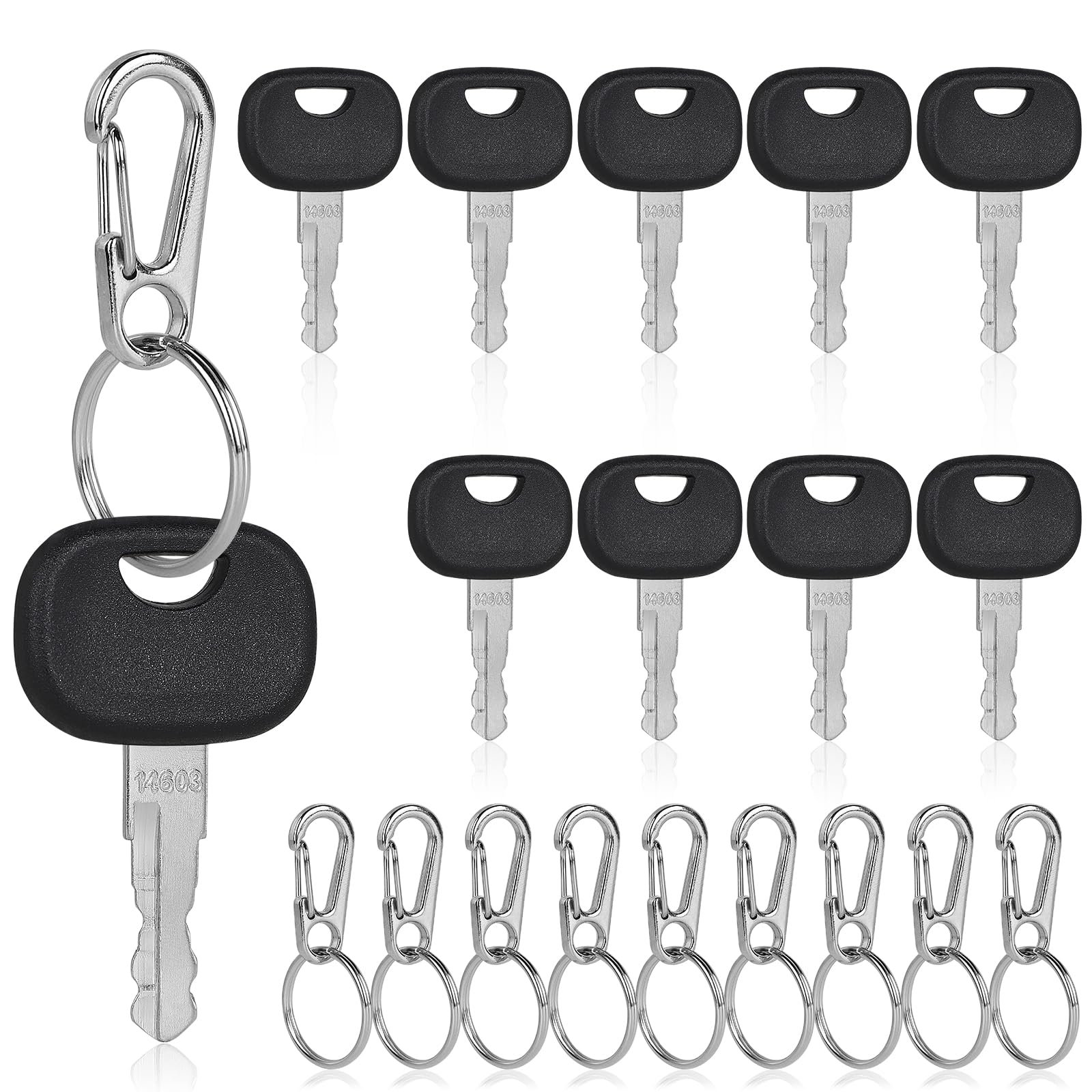 SUPAWAY 10-Piece 14603 Ignition Key Fendt Key Construction Machine Key Universal Engine Start Switch Replacement Ignition Key with 10 Key Ring for Tractors Small Excavator Forklift Wheel Loader