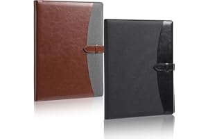 Eersida 2 Pcs Padfolio 3 Ring Leather Binder Business Portfolio Folder A4/ Letter Size for Organizer Documents Business Cards