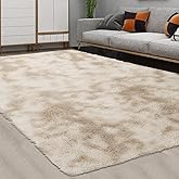 CAROMIO 9x12 Fluffy Area Rugs for Living Room Modern Plush and Thick Faux Fur Shag Rug Non-Slip Tie Dye Carpet for Bedroom, Fuzzy Shaggy Rugs for Kids Nursery Dorm, Beige Taupe