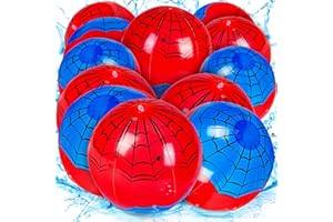 AOUSIN 12 Pack Spider Theme Beach Ball - 16" Bulk Inflatable Beach Balls for Summer Water Games Pool Games, Blue and Red Spider Web Birthday Party Decorations Favors Supplies, Graduation Decorations 2025