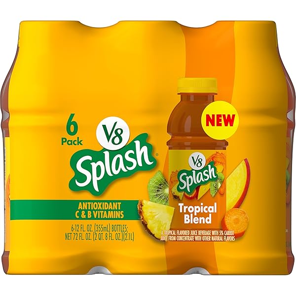 V8 SPLASH TROPICAL BLEND FLAVORED JUICE BEVERAGE, 12 FL OZ BOTTLE (6 PACK)