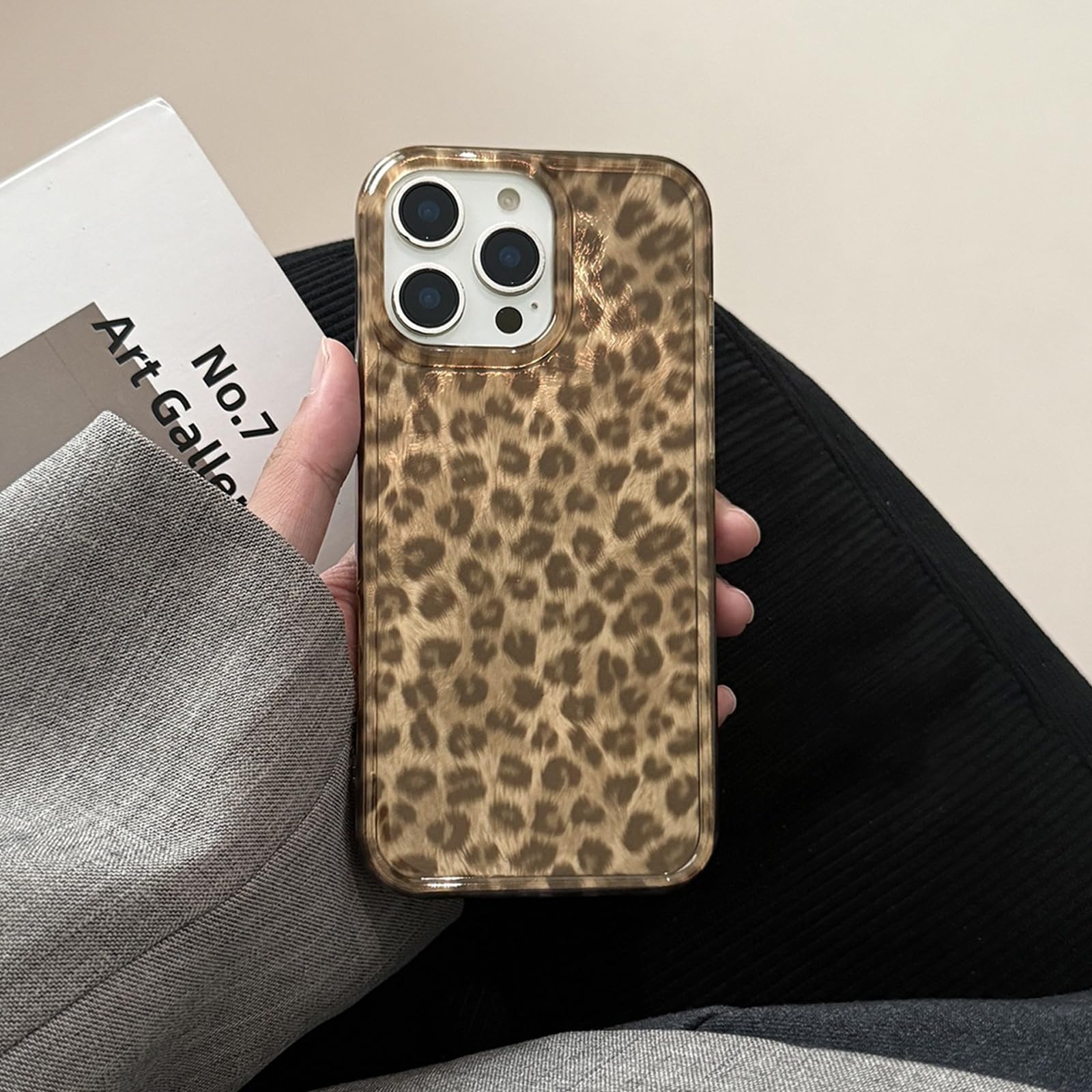 inewateri Compatible for iPhone 14 Pro Case with Cute Cheetah Leopard Print Retro Aesthetics Design Soft Slim TPU Shockproof Protective Bumper Glitter Shiny Phone Cover-Brown