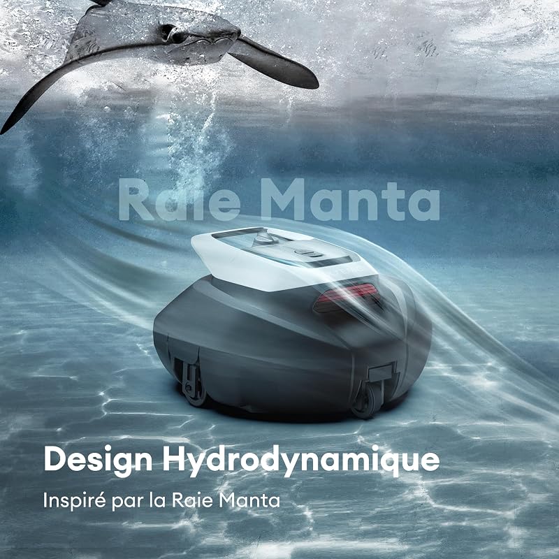 Pooleco 10 Robot Piscine sans Fil, Autonomie 90 Min, Capacité 2,5 L, Double Moteur, Convient aux Piscines Hors Sol et Enterrées Jusqu’à 80㎡