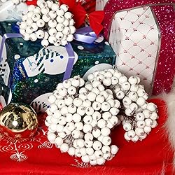 Tatuo 400 Pieces Artificial Frosted Holly Berries