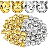 JMKTOOL 50 Pieces Cat Head Beads Tibetan Alloy Kitten Spacer Beads Animal Head Charm Beads Accessories for DIY Bracelet Necklace Earrings Jewelry Making