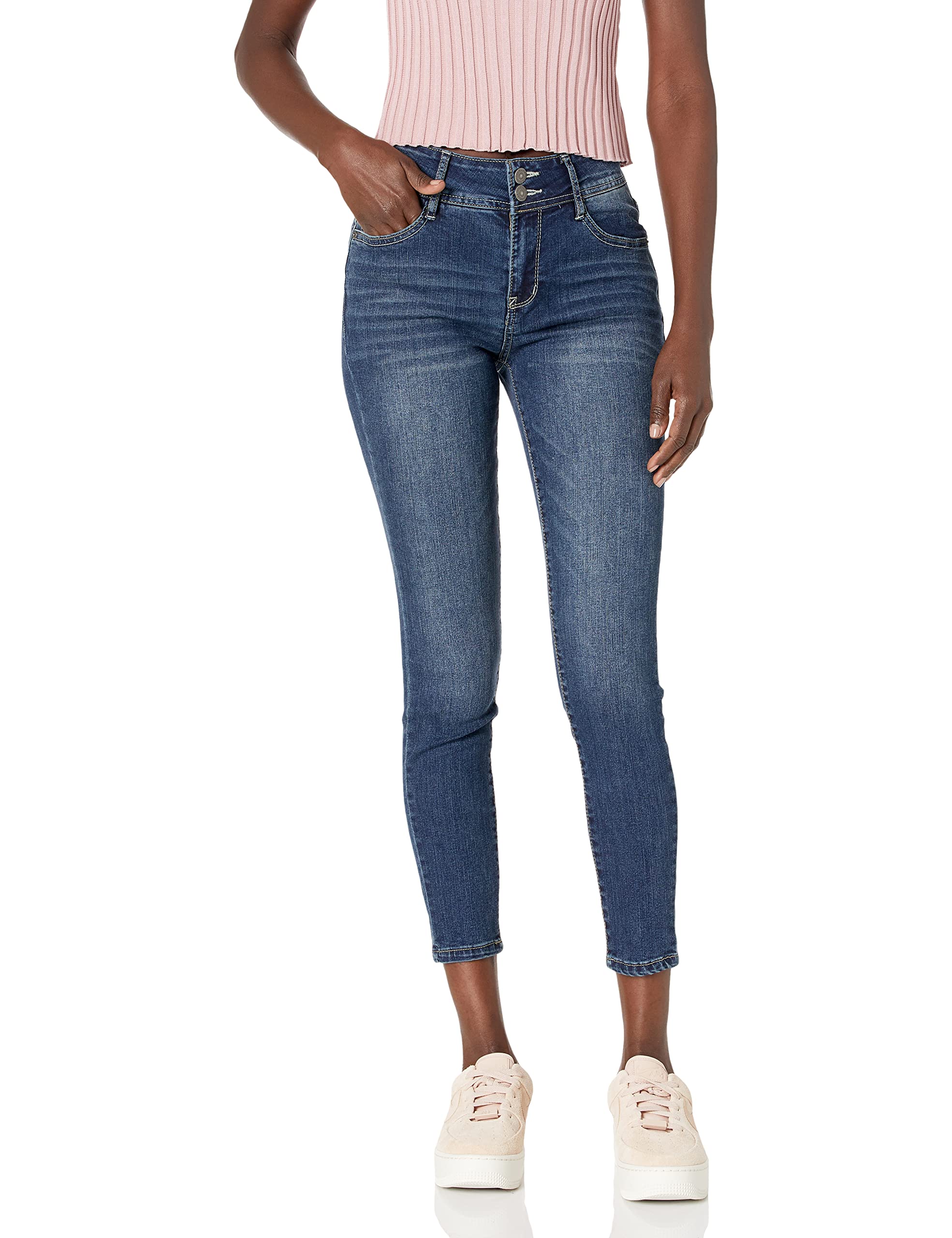 WallFlower Women’s Flirty Curvy Skinny High Rise Insta Stretch Juniors Jeans (Standard and Plus), Magic, 7