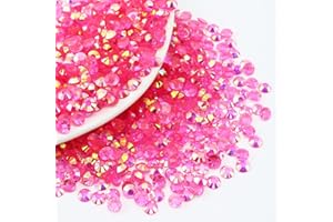 Briskbloom 10000PCS 2mm Resin Flatback Rhinestone, Transparent Hot Pink AB Flatback Jelly Rhinestones for Crafts, Tumblers, Mugs, Bottles, Nails, Loose Bling Diamond Gems Stone