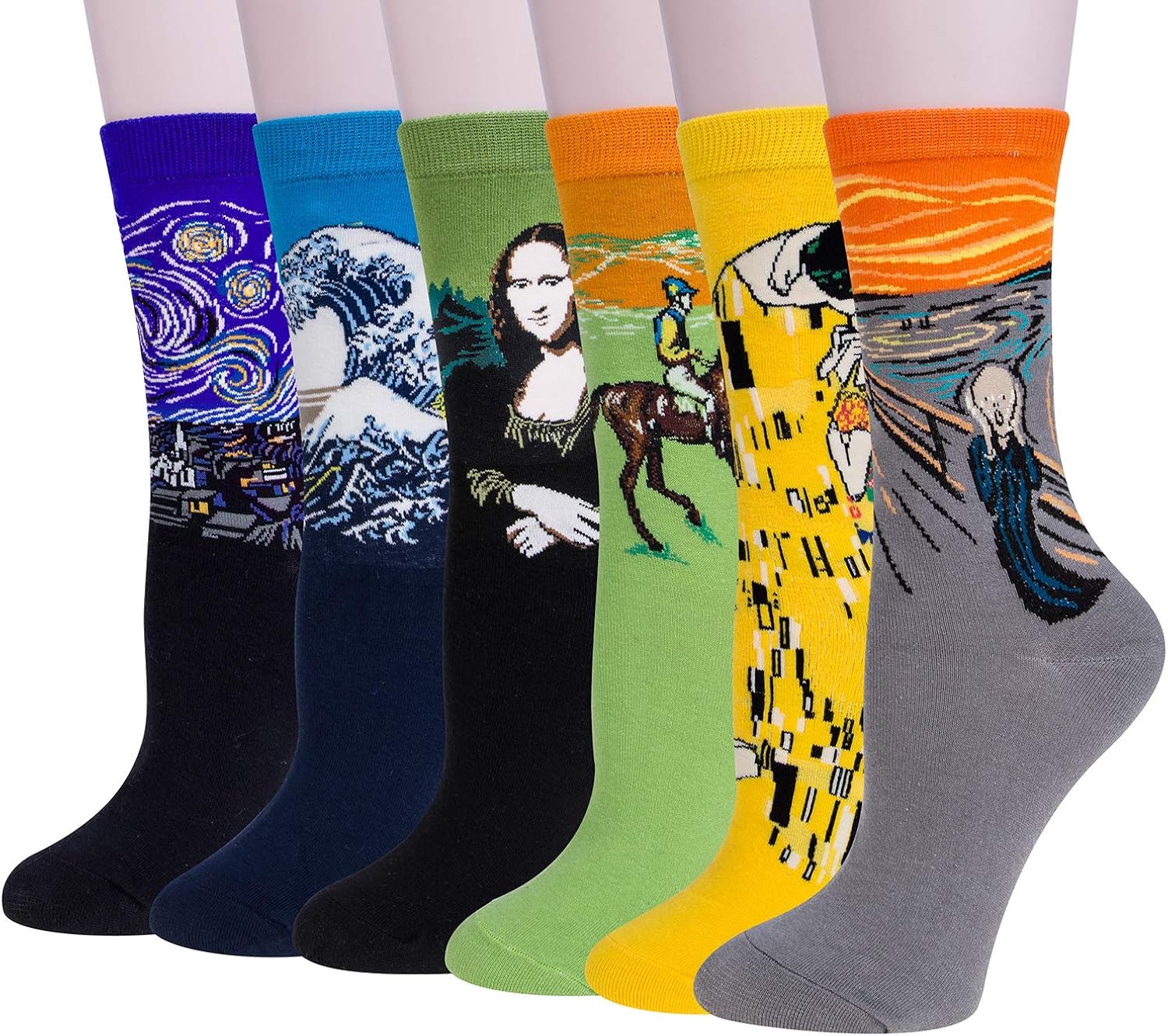 Chalier 4-6 Pairs Womens Fun Socks Famous Painting Patterned Art Socks & Printed Cool Novelty Funny Socks for Women: Clothing