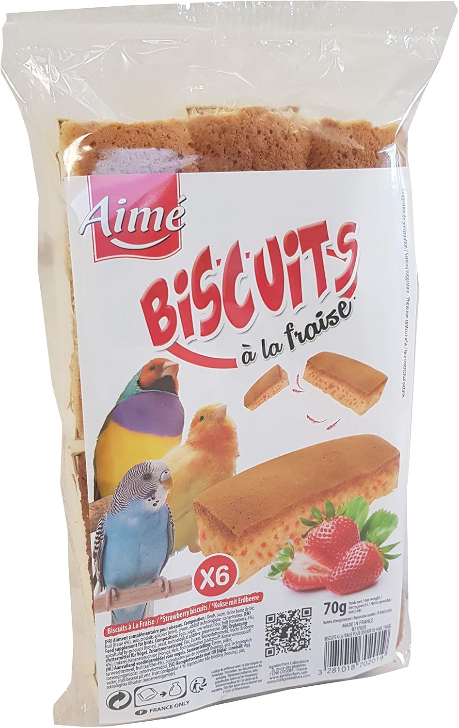 Aimé Strawberry Cookies for Bird, 0.0707 kg