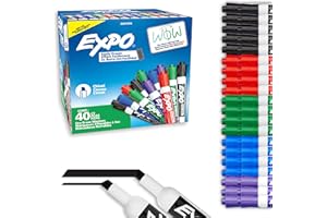 EXPO Dry Erase Markers, Low Odor Ink, Assorted Colors, Chisel Tip, 40 Count - Whiteboard, Calendar, Organization, Essential Supplies for Office, School, Classroom, Teachers