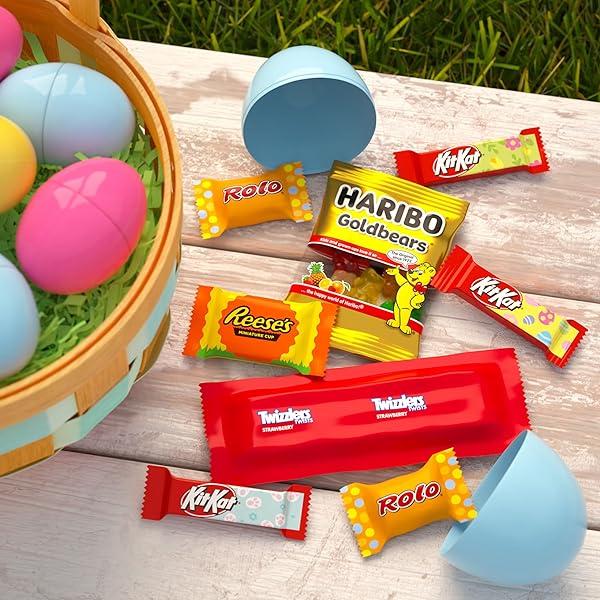 REESE’S, TWIZZLERS, ROLO, HARIBO, AND KIT KAT ASSORTED FLAVORED CANDY BULK BAG, EASTER CANDY, EASTER BASKET FILLERS, 31.5 OZ (110 PIECES)