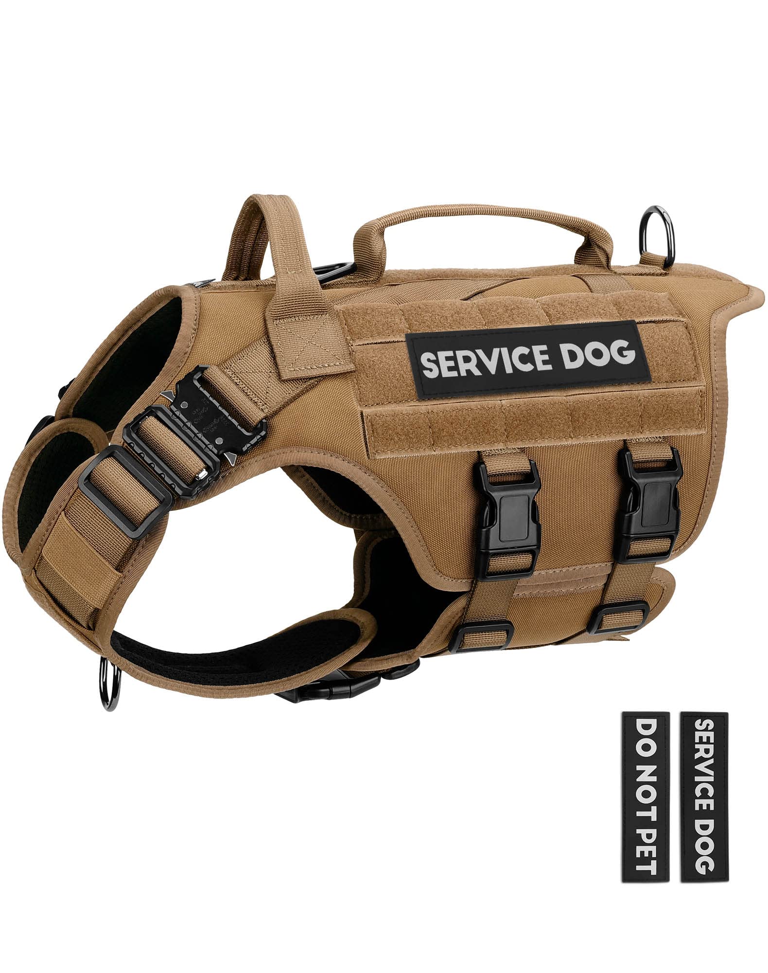 PETNANNY Tactical Dog Harness - No-Pull Service Vest for Large Breeds, with Hook & Loop Patch Panel & MOLLE System | Padded Handle for Walking, Hiking & Training (Khaki,XL) Image PETNANNY Tactical Dog Harness - No-Pull Service Vest for Large Breeds, with Hook & Loop Patch Panel & MOLLE System | Padded Handle for Walking, Hiking & Training (Khaki,XL) Image