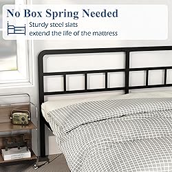 DiaOutro King Size Bed Frame with Headboard, 18