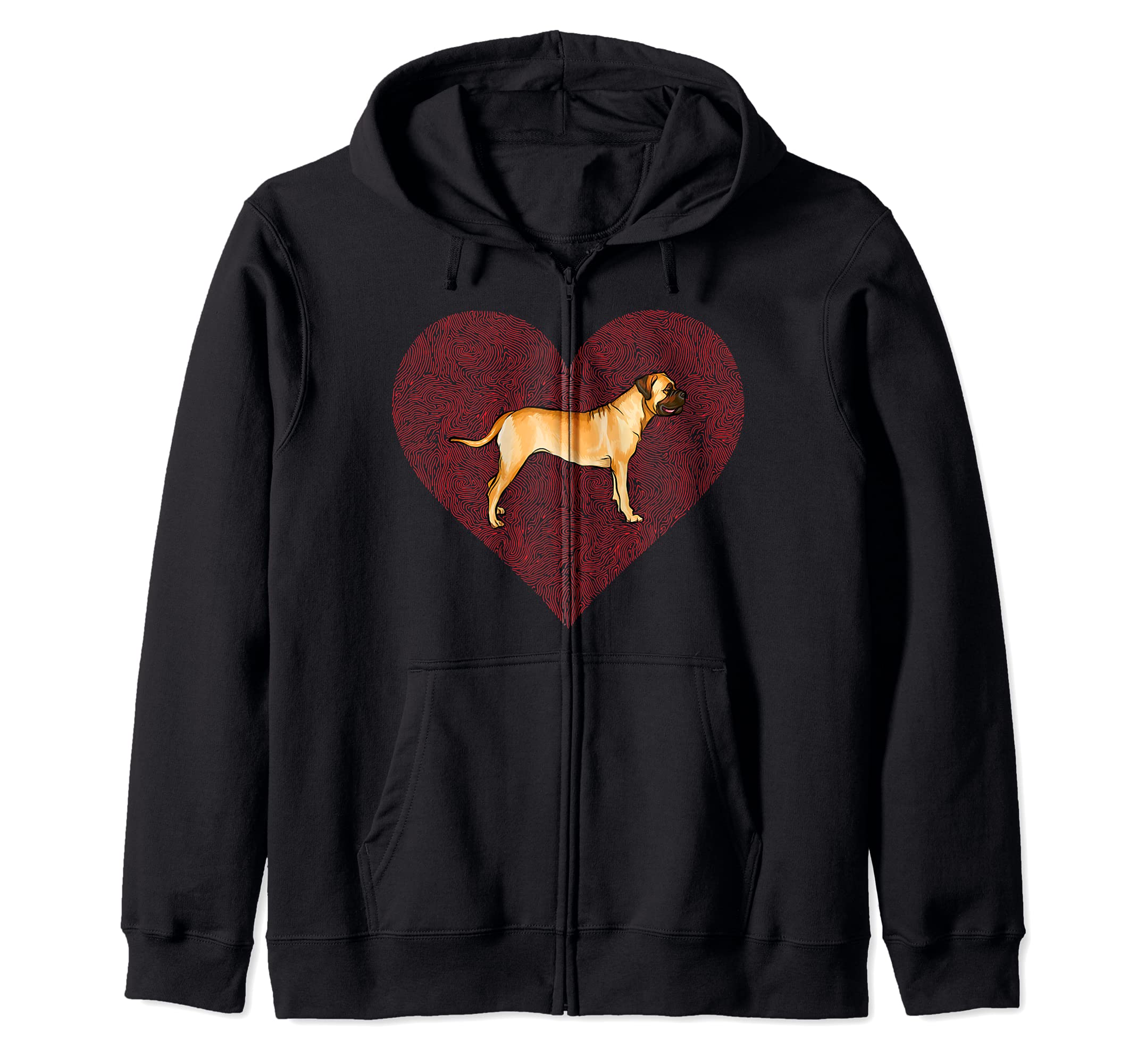 Bullmastiff Valentines Day Dog Love Fingerprint Zip Hoodie