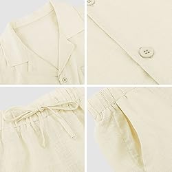 Fenxxxl Linen Sets For Men 2 Pieces Short Sets