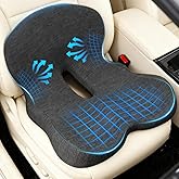 Denchy Car Seat Cushion with Lumbar Support for Long Sitting, Ergonomic Memory Foam Driving Seat Cushions for Semi Truck Bus Driver Trucker, Non Slip Office Chair Cushion (Dark Gray)
