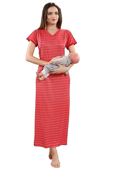 Women's Beautiful Print with Invisible Zip Feeding/Maternity/Nursing Nighty/Nightwear.