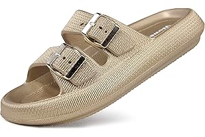 Weweya Sandals for Women and Men - Pillow Slippers - Double Buckle Adjustable Slides - EVA Flat Sandals