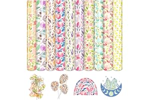 HTVSTD Tulip Flower HTV Vinyl -10 Sheets 12'' x 10''Watercolor Floral Heat Transfer Vinyl Pastel HTV Iron on Vinyl for Fabrics Patterned