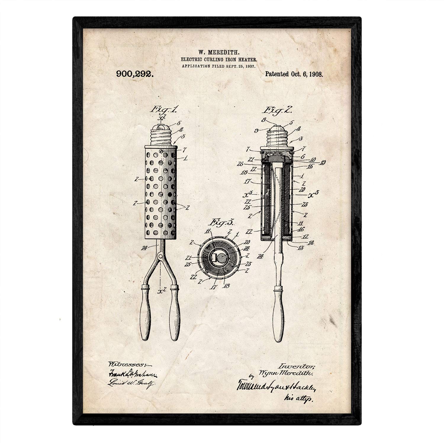 Nacnic Poster with patent styler. Sheet with old design patent in A3 size and vintage background