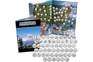 1ST COMMEMORATIVE National Park Quarters Complete Date Set America the Beautiful Coins in Deluxe Color Book