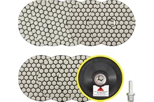 SANLEETEK Dry Diamond Polishing Pads 4"/100mm - 8pcs Grit 50x3/100x3/200x2 Polish Pad Kit with 5/8"-11 Backer Pad +Adapter for Granite Marble Artificial Stone Quartz for Angle Grinder