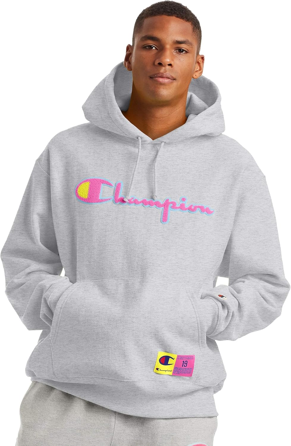Pink And Yellow Champion Hoodie Online 