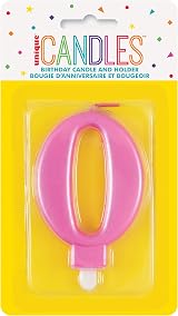 Unique Dazzling Metallic Pink Number 0 Birthday Candle - 1 Pc view 2