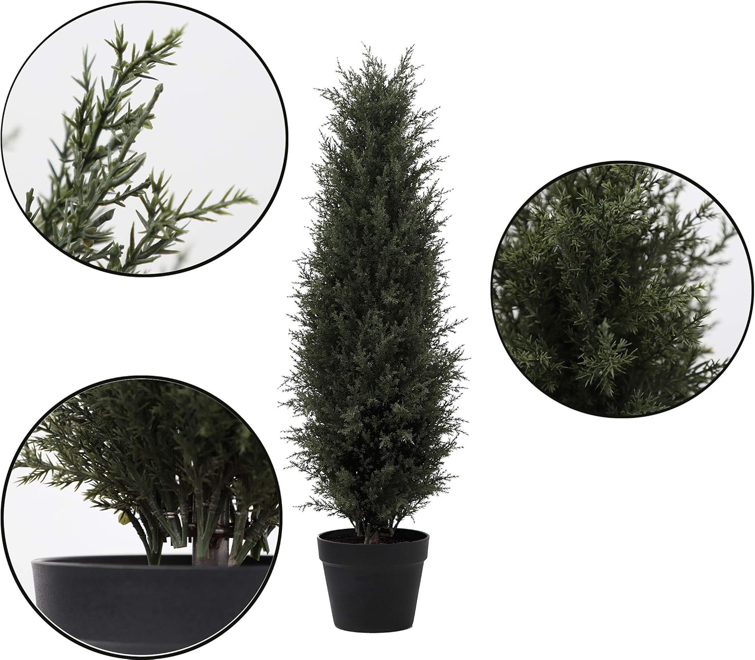 Artificial Cedar Tree, Boxwood Topiary Tree with Plastic Pot, Cypress Topiary Trees Artificial, Faux Palm Tree for Outdoor and Indoor Decoration, Ficus Tree, 36inch -